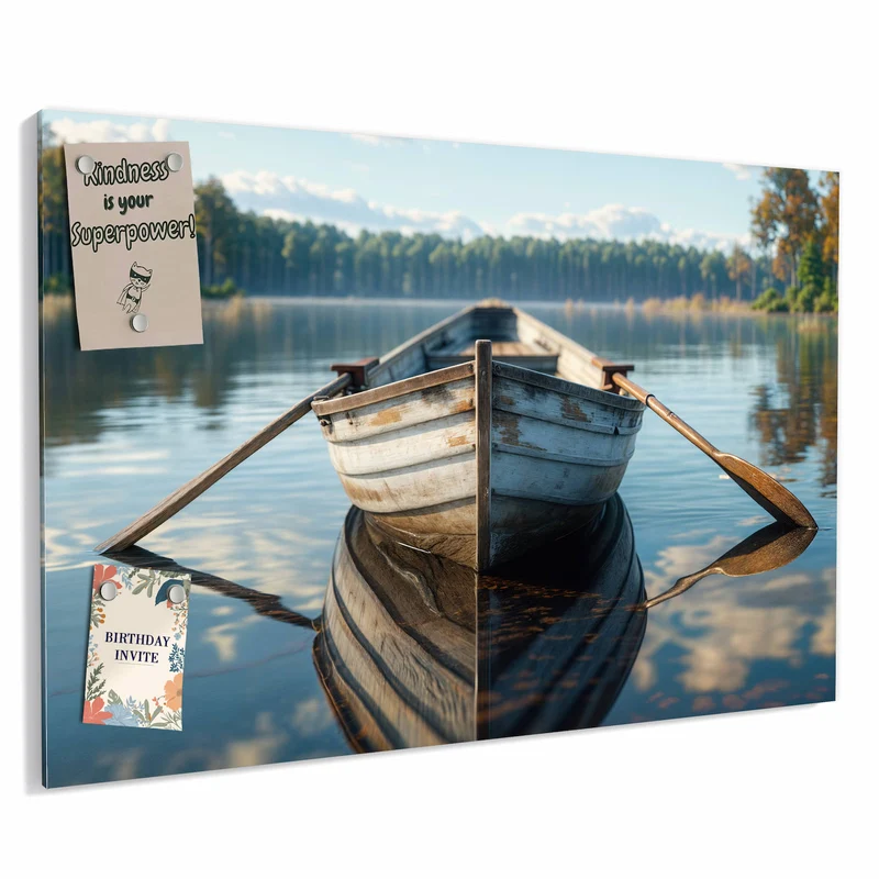 Metall Magnettafel - Ruderboot am Waldsee