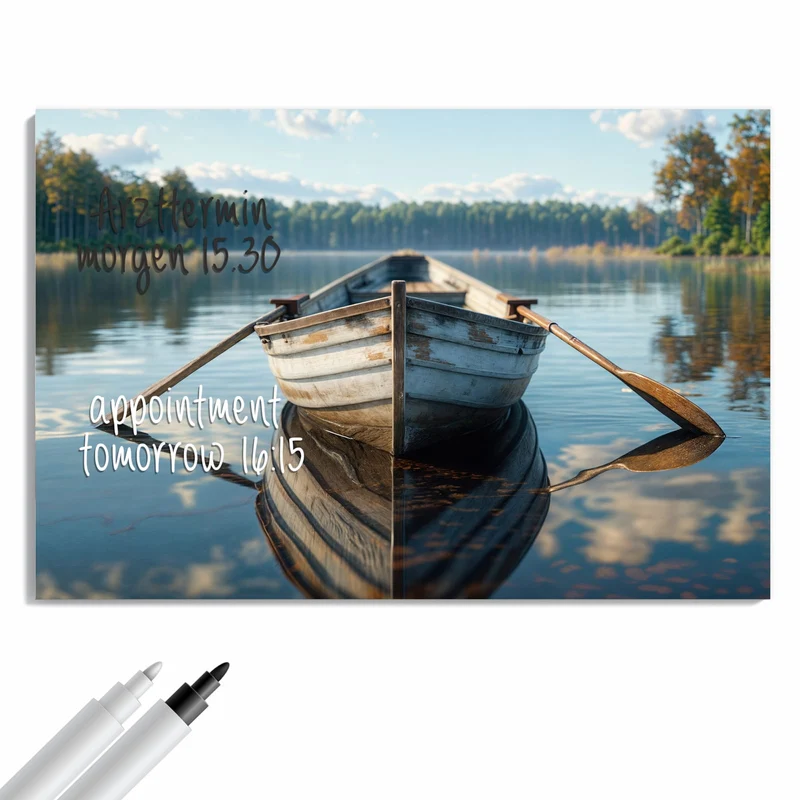 Metall Magnettafel - Ruderboot am Waldsee