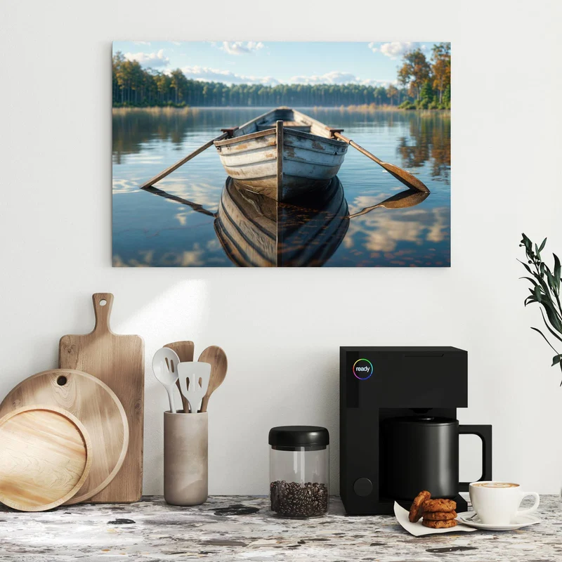 Metall Magnettafel - Ruderboot am Waldsee