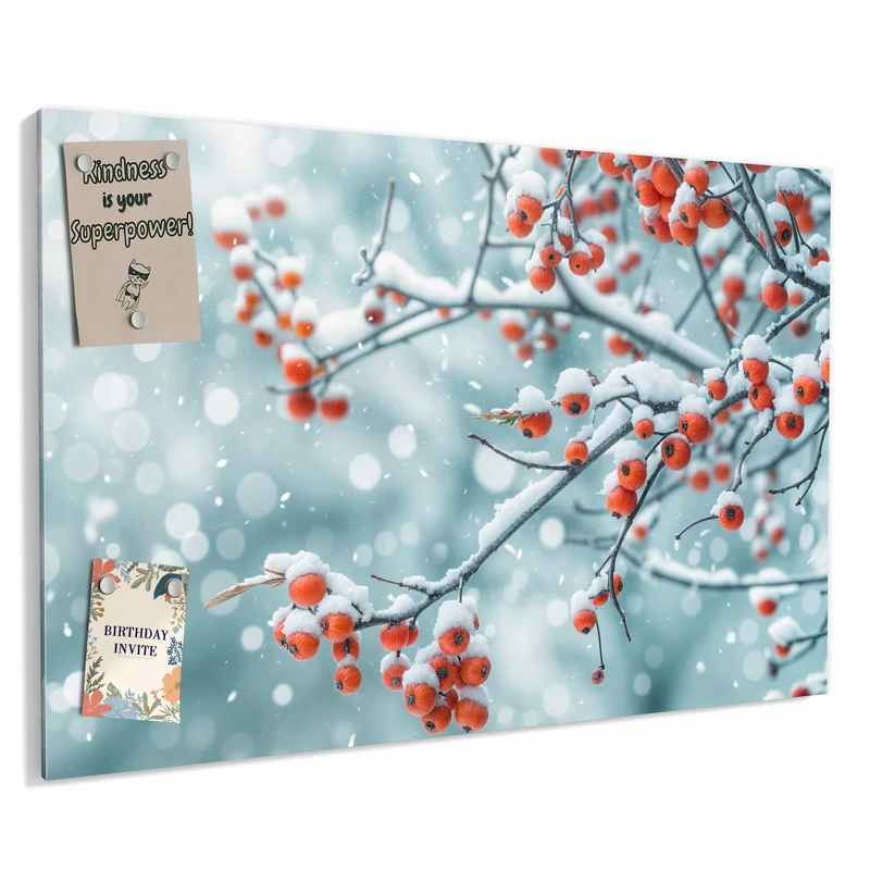 Metall Magnettafel - Beeren im Schnee