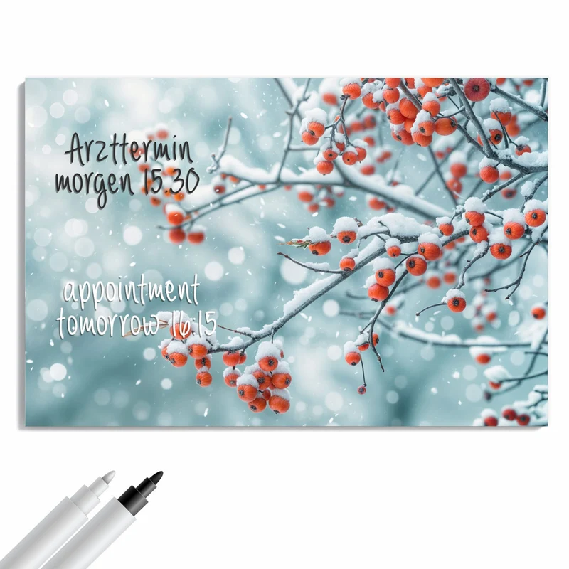 Metall Magnettafel - Beeren im Schnee