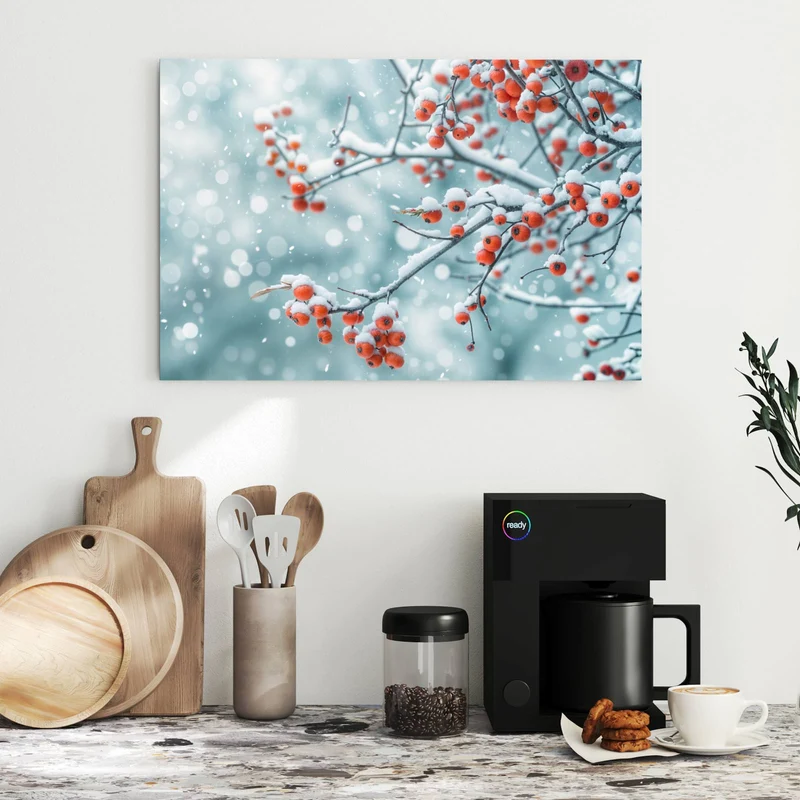 Metall Magnettafel - Beeren im Schnee