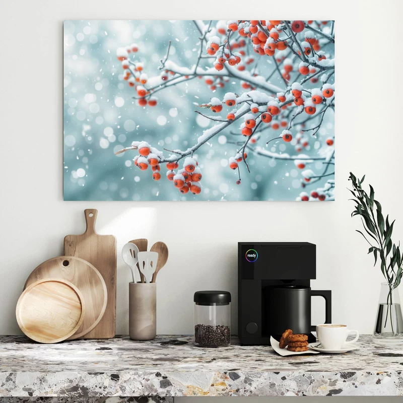 Metall Magnettafel - Beeren im Schnee