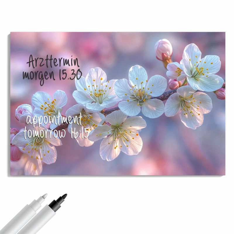 Metall Magnettafel - Weißer Blütenzweig