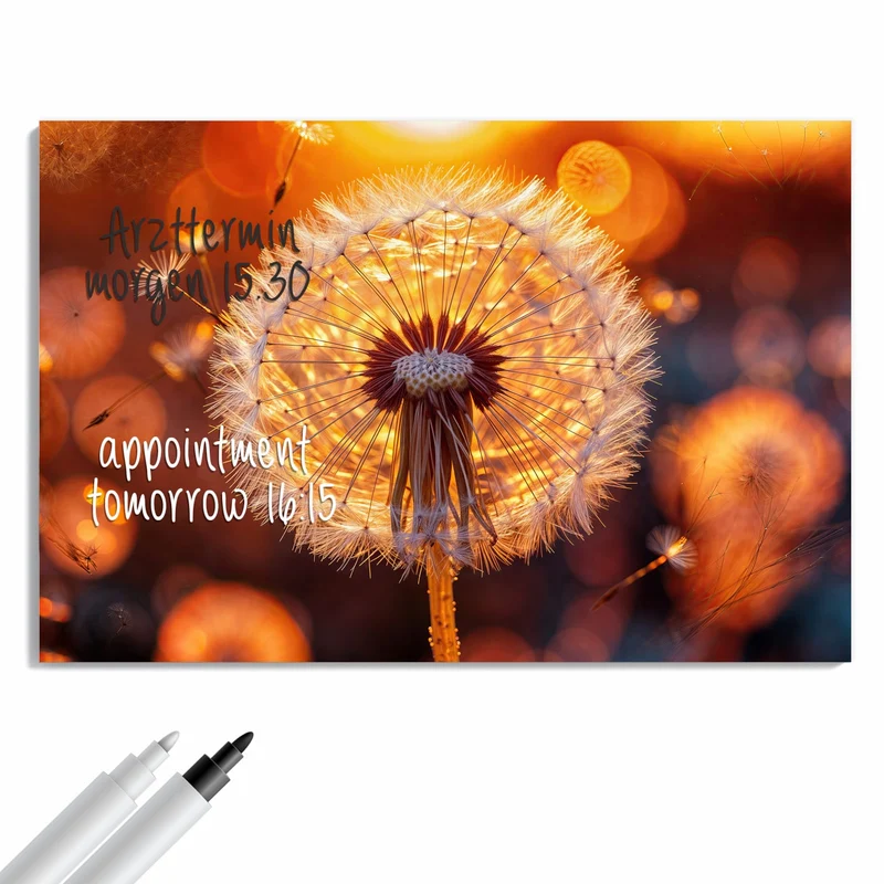 Metall Magnettafel - Pusteblume vor Sonne