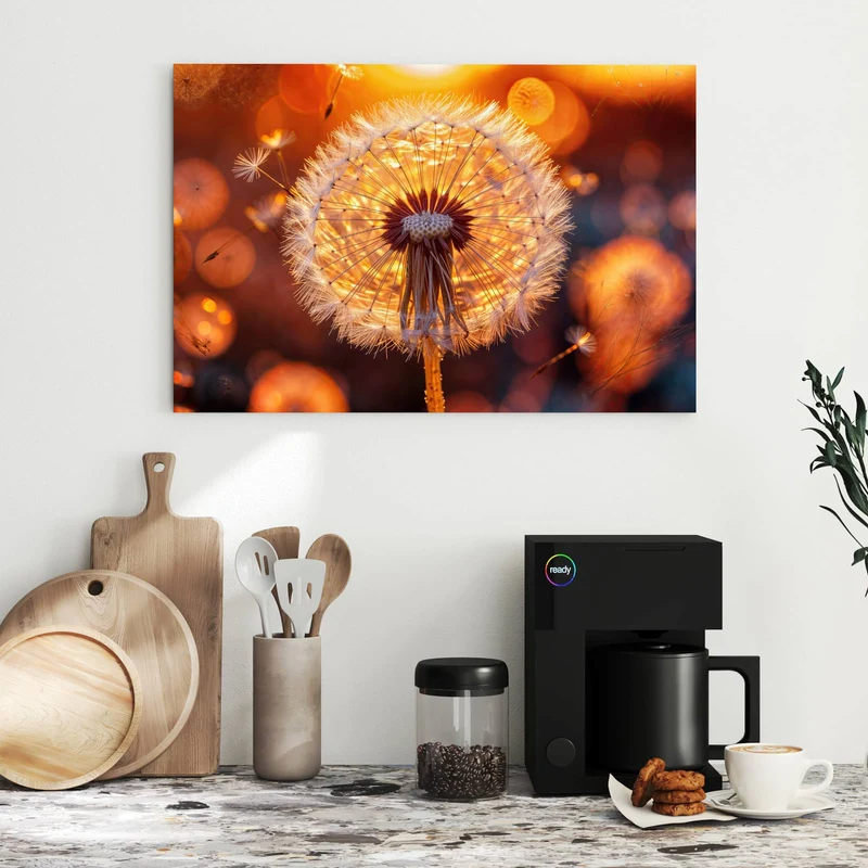 Metall Magnettafel - Pusteblume vor Sonne