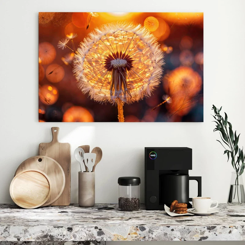 Metall Magnettafel - Pusteblume vor Sonne