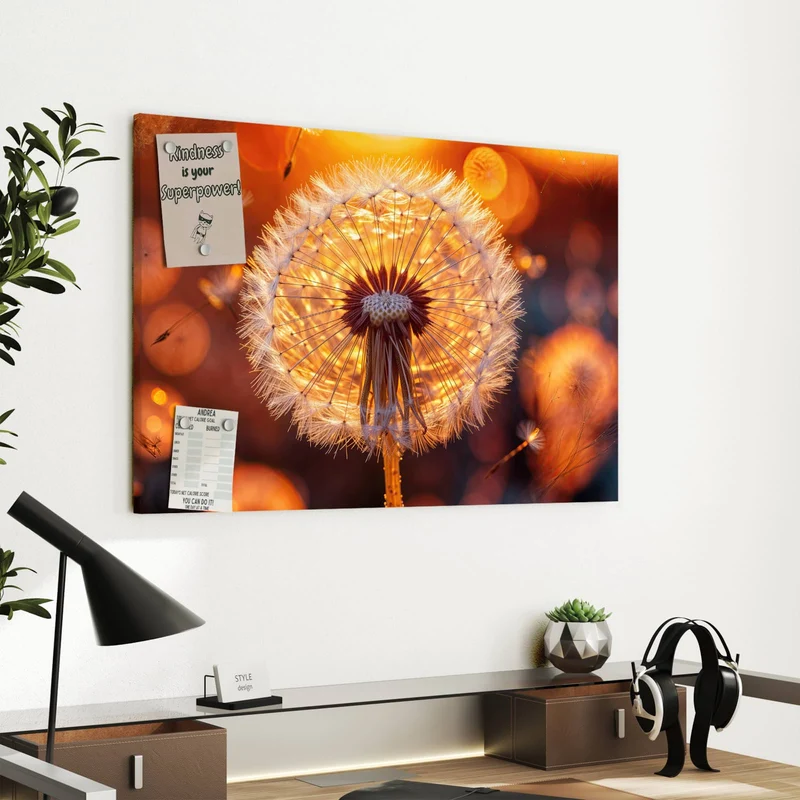 Metall Magnettafel - Pusteblume vor Sonne
