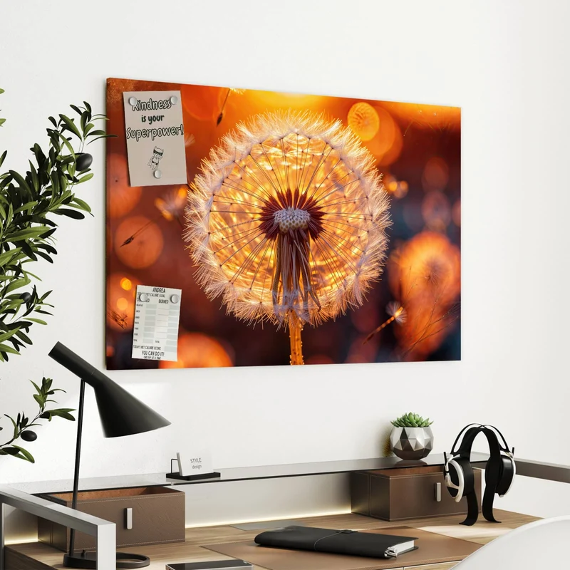 Metall Magnettafel - Pusteblume vor Sonne