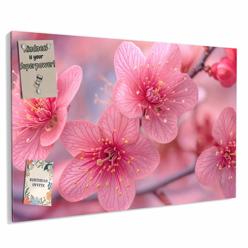 Metall Magnettafel - Drei Blüten in Pink