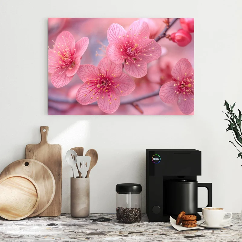Metall Magnettafel - Drei Blüten in Pink