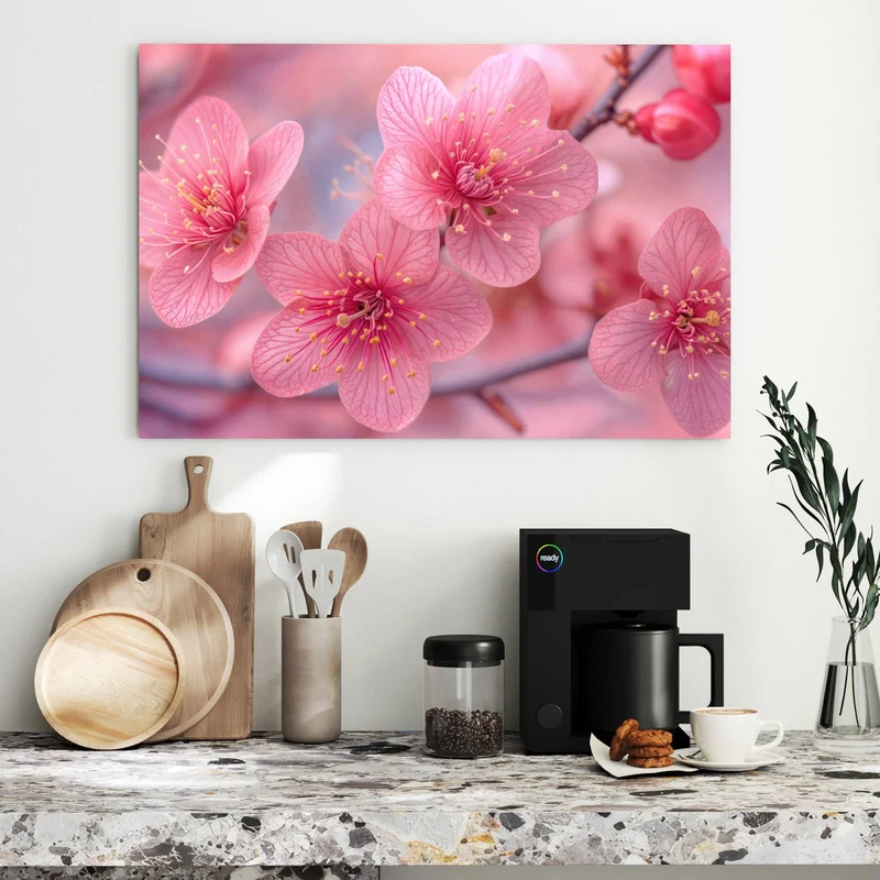 Metall Magnettafel - Drei Blüten in Pink