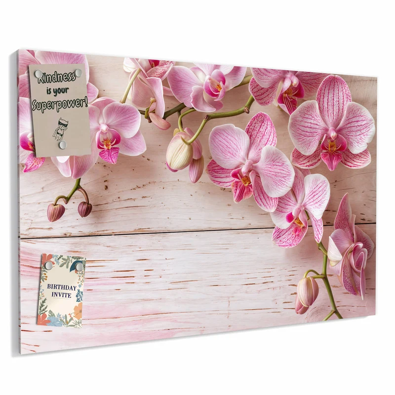Metall Magnettafel - Orchideen auf Rosa