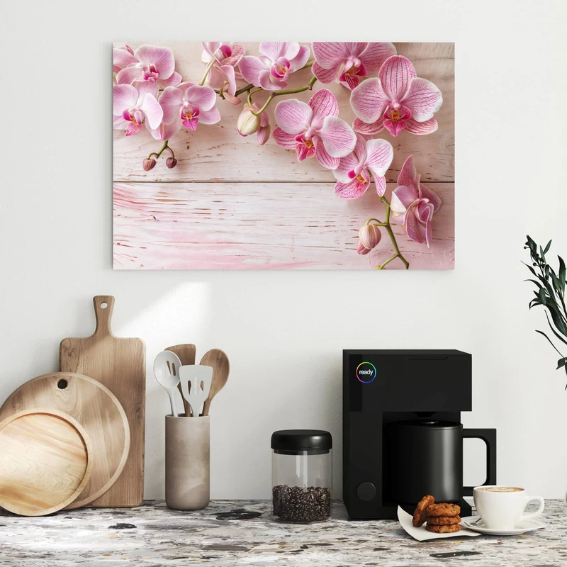 Metall Magnettafel - Orchideen auf Rosa