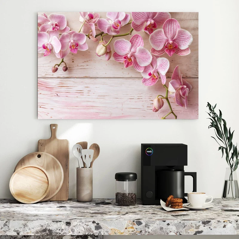Metall Magnettafel - Orchideen auf Rosa