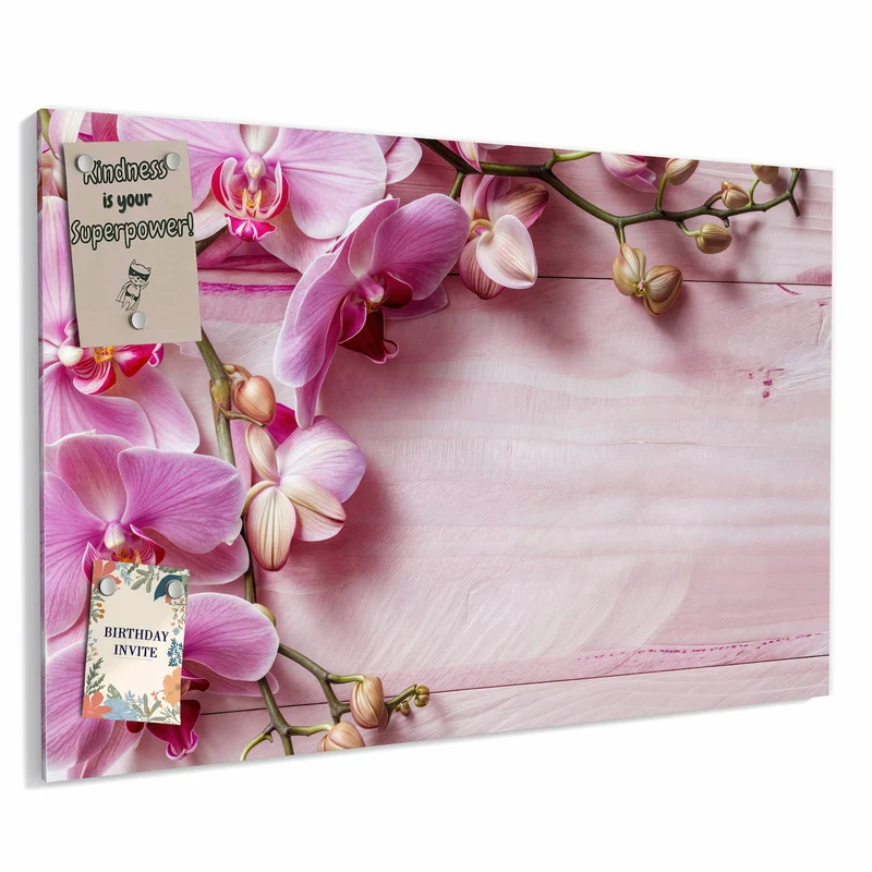 Metall Magnettafel - Rosa Orchideenzweig