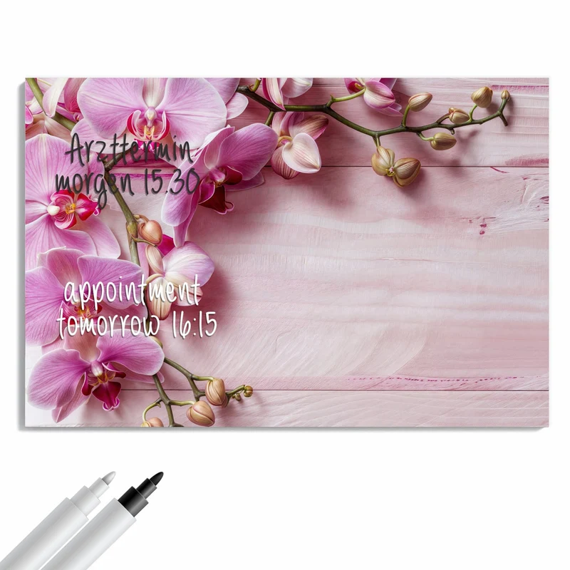 Metall Magnettafel - Rosa Orchideenzweig