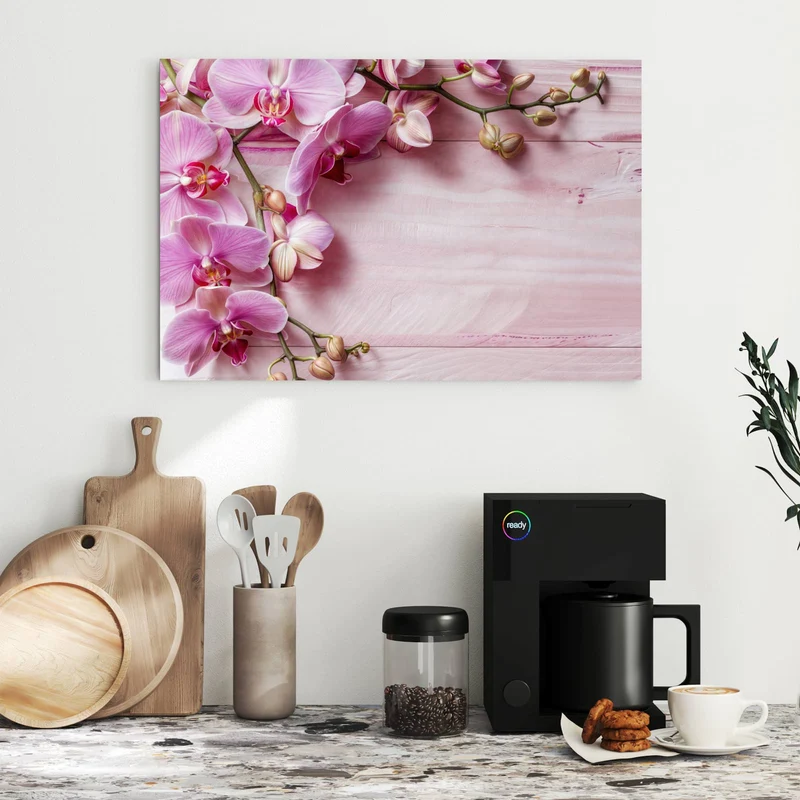 Metall Magnettafel - Rosa Orchideenzweig