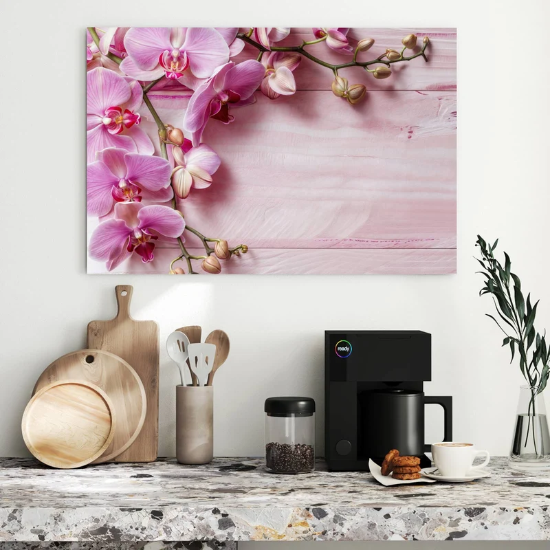 Metall Magnettafel - Rosa Orchideenzweig