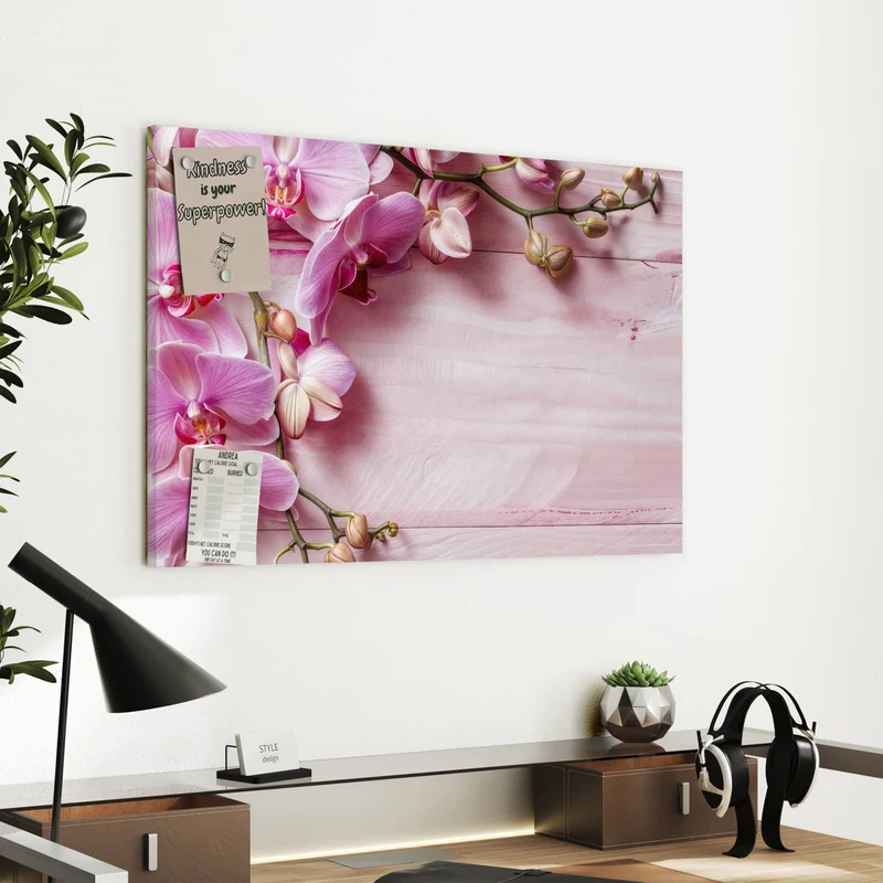 Metall Magnettafel - Rosa Orchideenzweig
