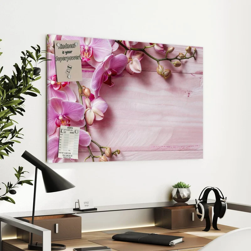Metall Magnettafel - Rosa Orchideenzweig