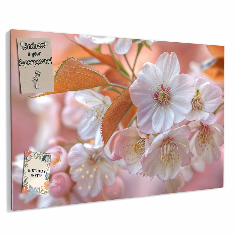 Metall Magnettafel - Blüten mit Bronzelaub
