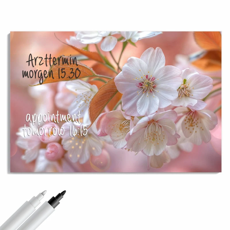Metall Magnettafel - Blüten mit Bronzelaub