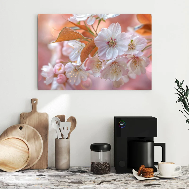 Metall Magnettafel - Blüten mit Bronzelaub