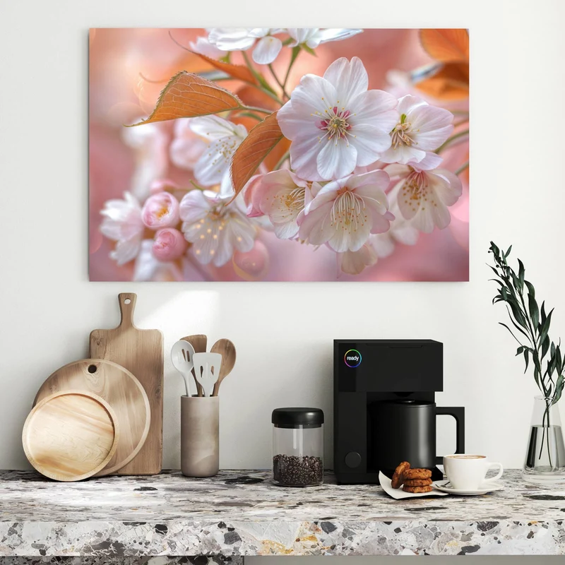 Metall Magnettafel - Blüten mit Bronzelaub