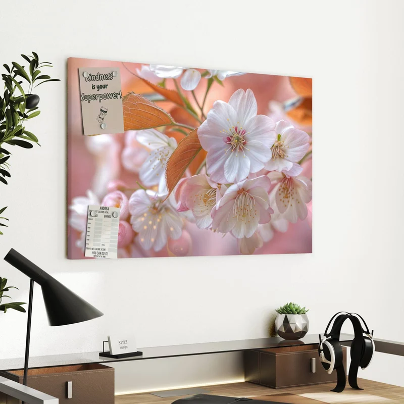 Metall Magnettafel - Blüten mit Bronzelaub