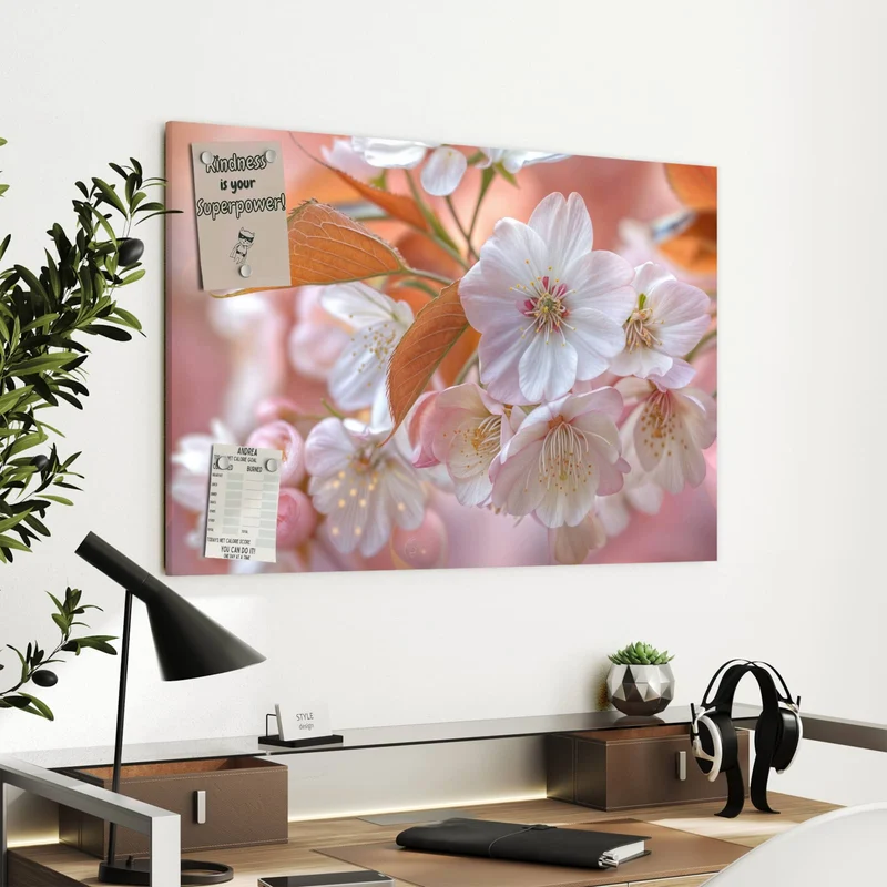 Metall Magnettafel - Blüten mit Bronzelaub