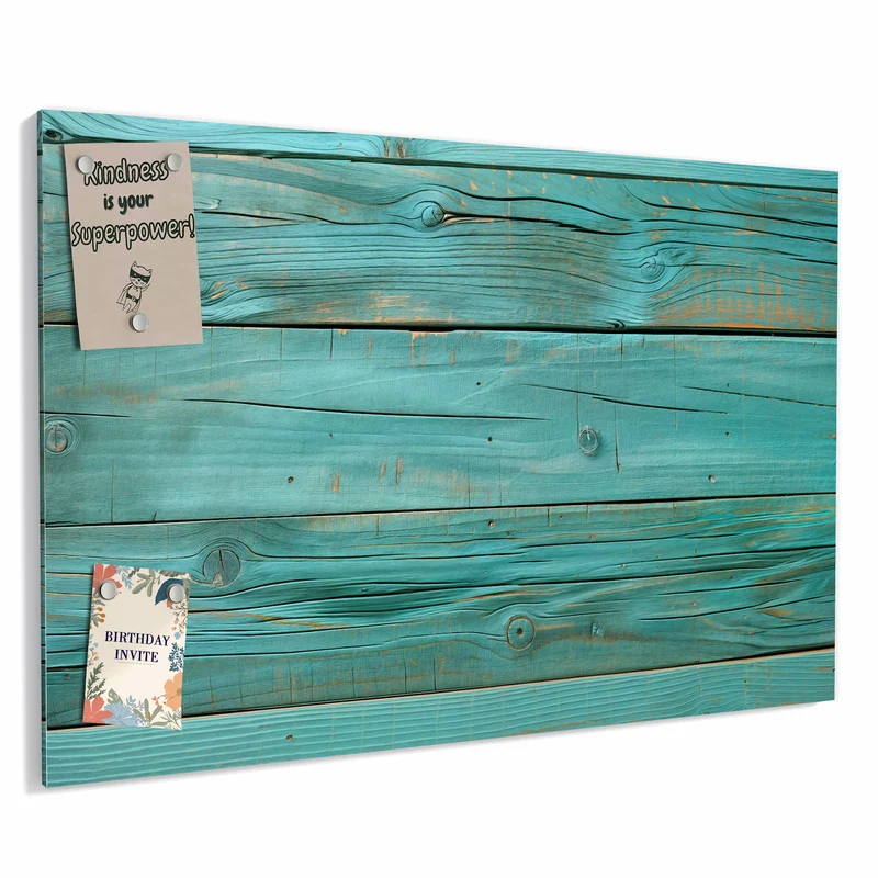 Metall Magnettafel - Türkise Holzplanken