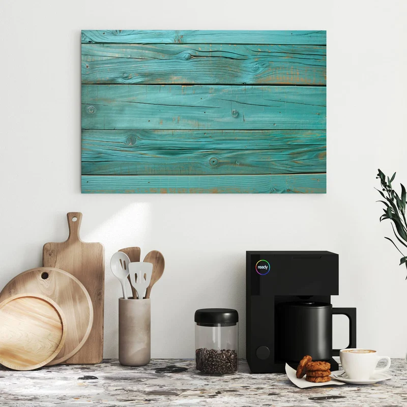 Metall Magnettafel - Türkise Holzplanken