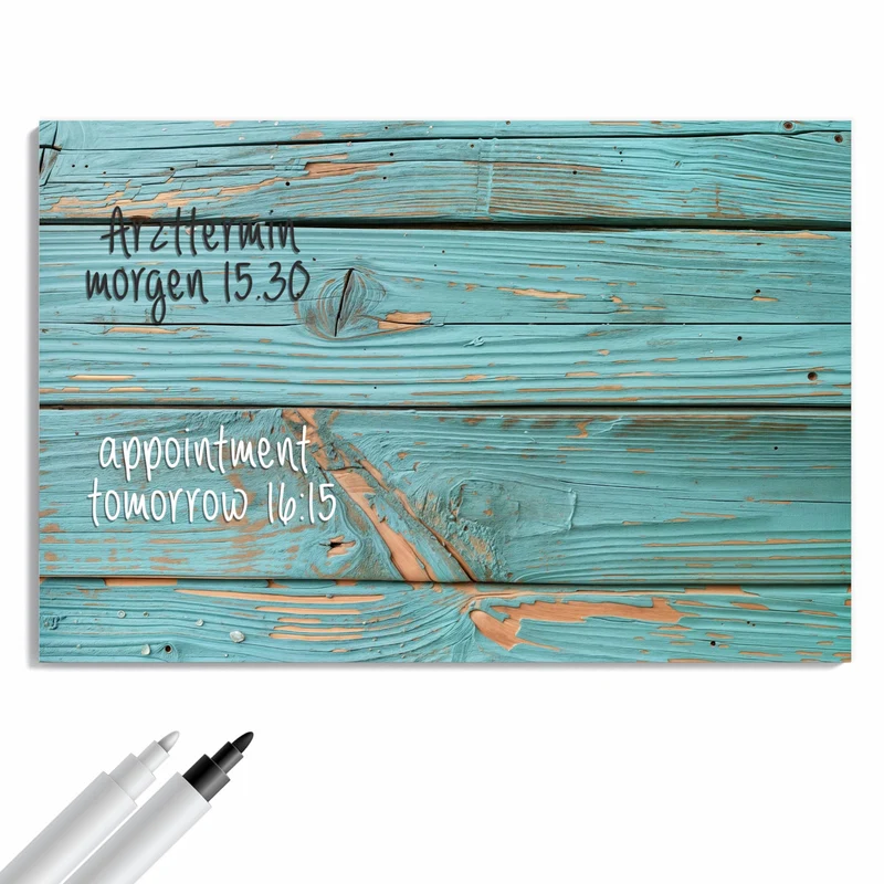Metall Magnettafel - Türkislack auf Holz