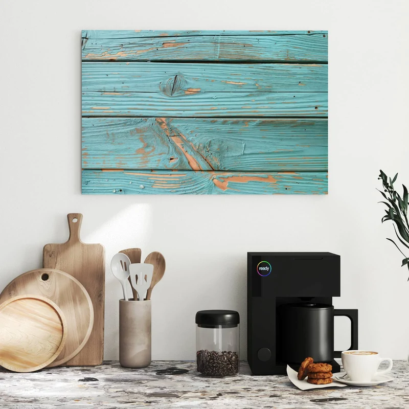 Metall Magnettafel - Türkislack auf Holz
