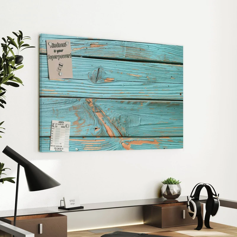 Metall Magnettafel - Türkislack auf Holz