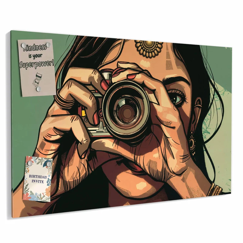 Metall Magnettafel - Frau mit Kamera