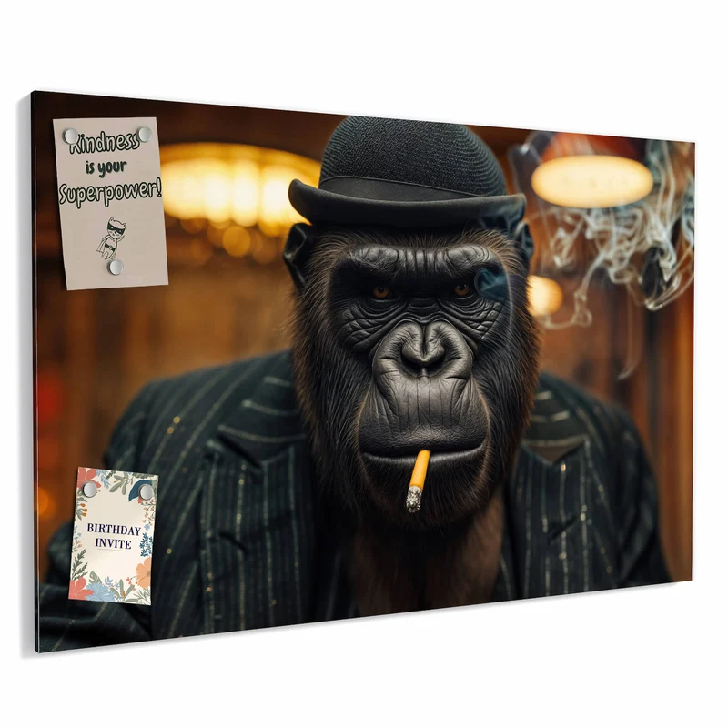 Metall Magnettafel - Gorilla im Anzug