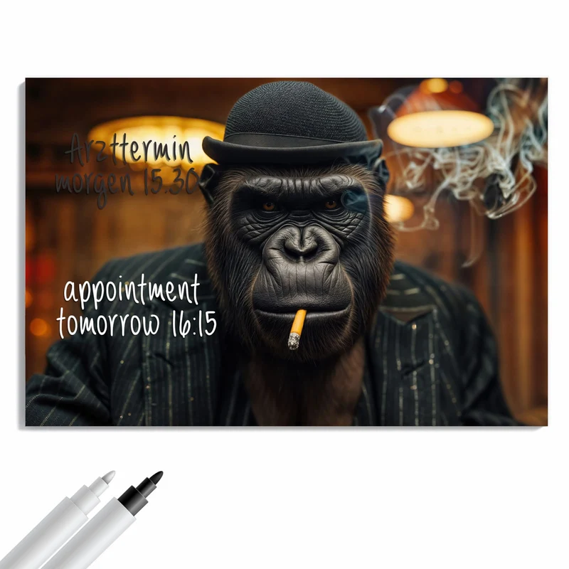 Metall Magnettafel - Gorilla im Anzug