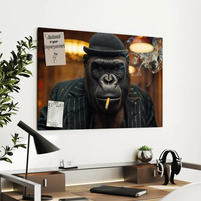 Metall Magnettafel - Gorilla im Anzug