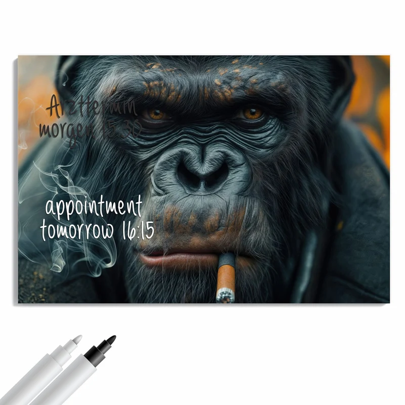 Metall Magnettafel - Rauchender Affe