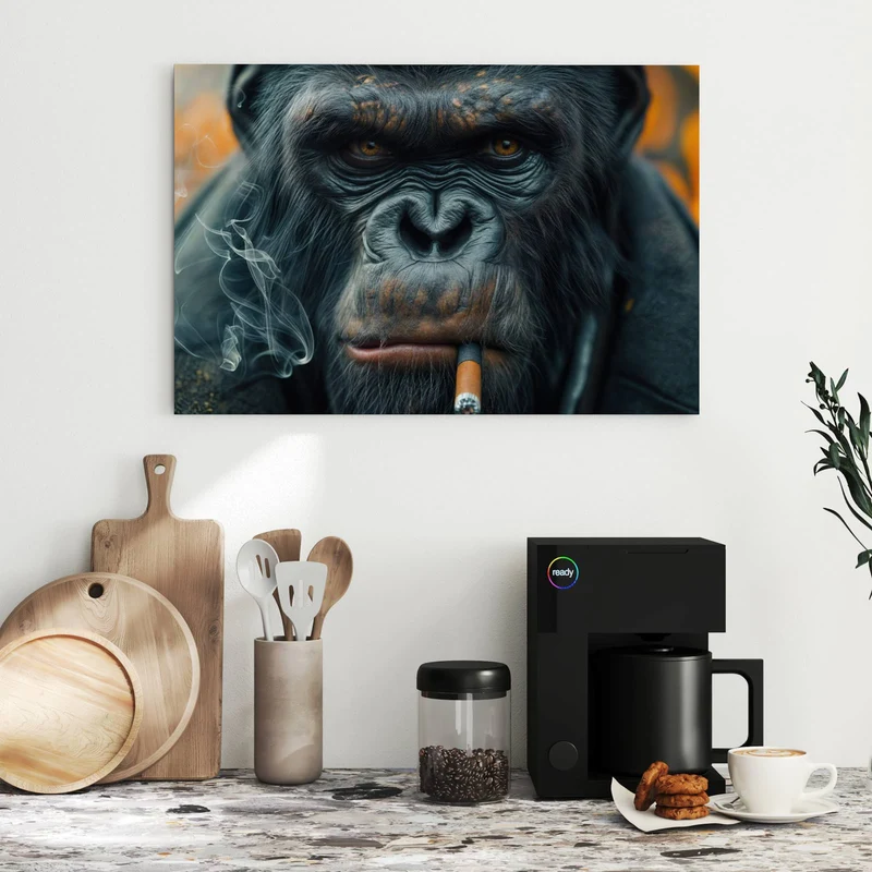 Metall Magnettafel - Rauchender Affe