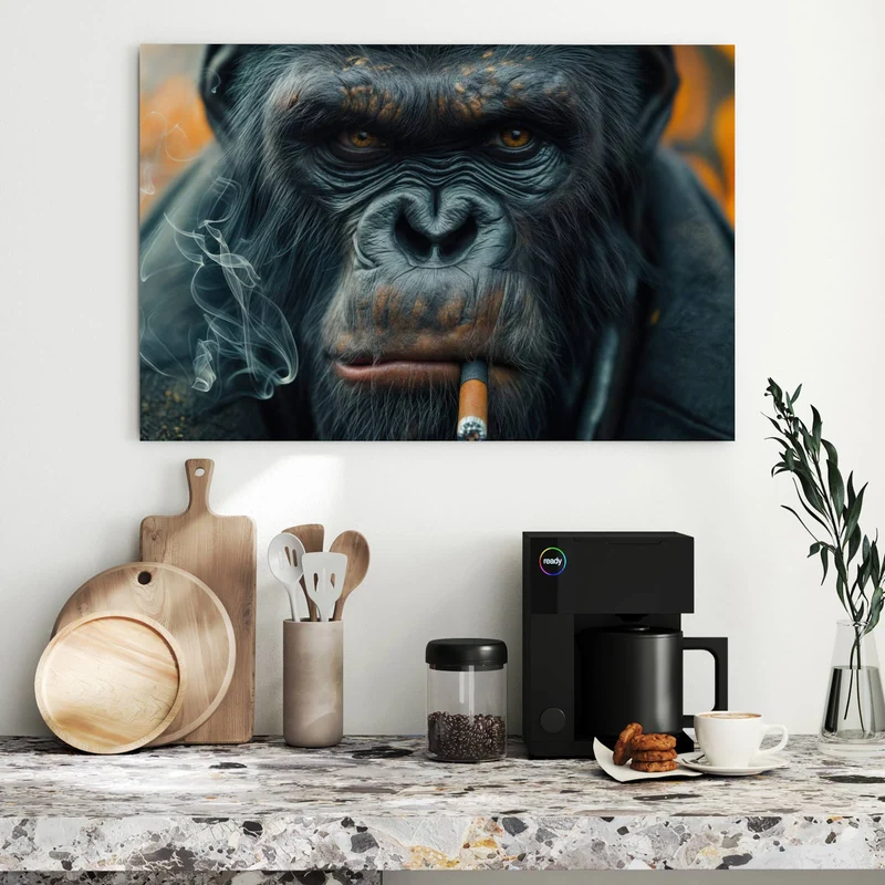 Metall Magnettafel - Rauchender Affe