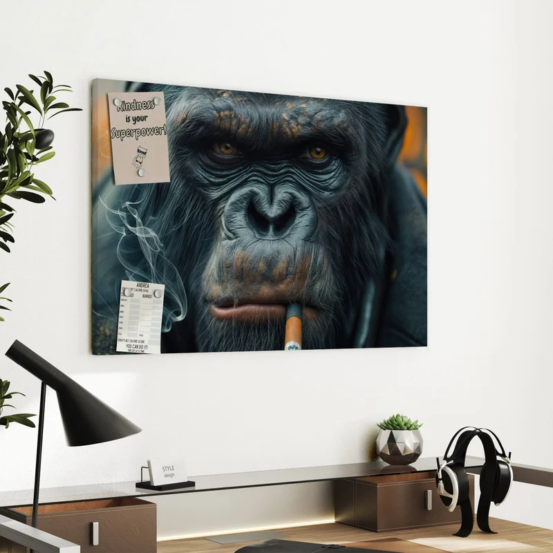 Metall Magnettafel - Rauchender Affe