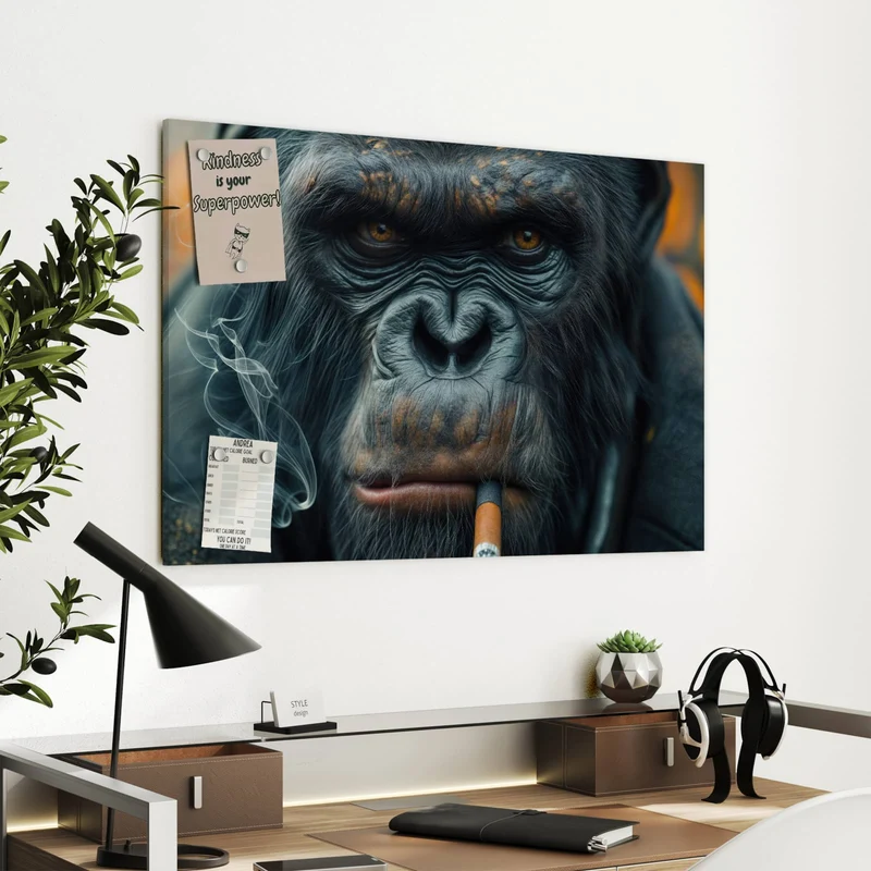 Metall Magnettafel - Rauchender Affe