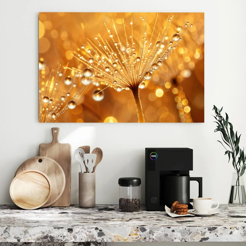 Metall Magnettafel - Pusteblume voll Tau