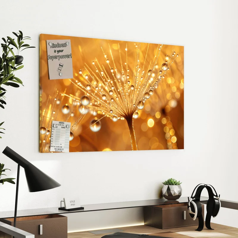 Metall Magnettafel - Pusteblume voll Tau