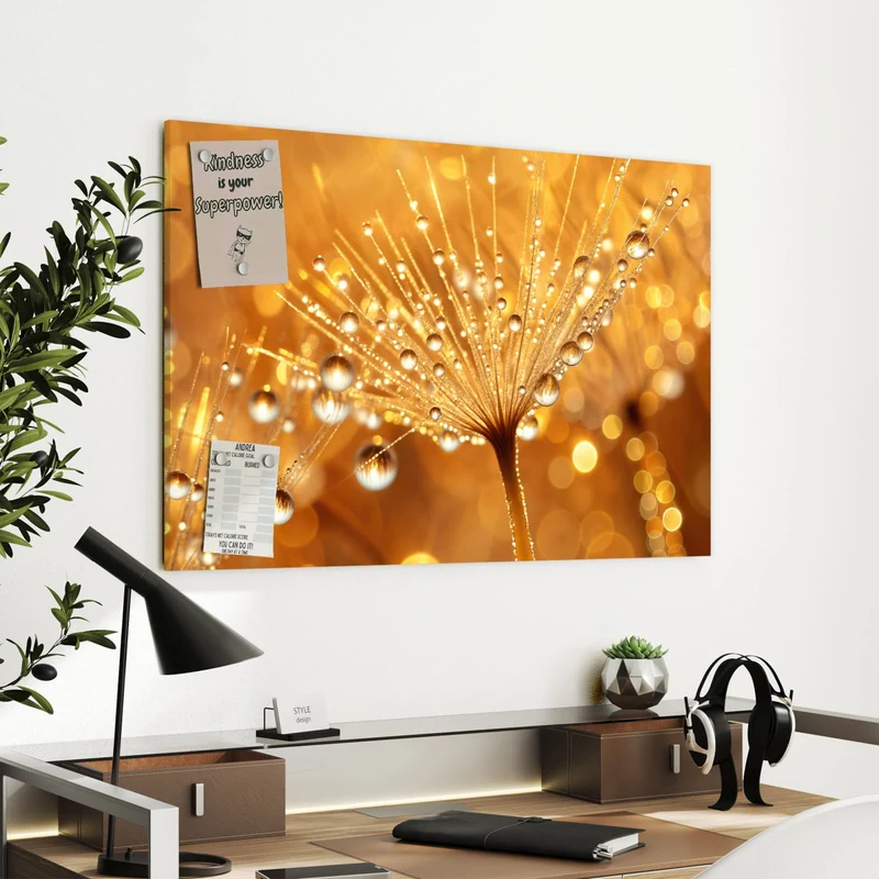 Metall Magnettafel - Pusteblume voll Tau