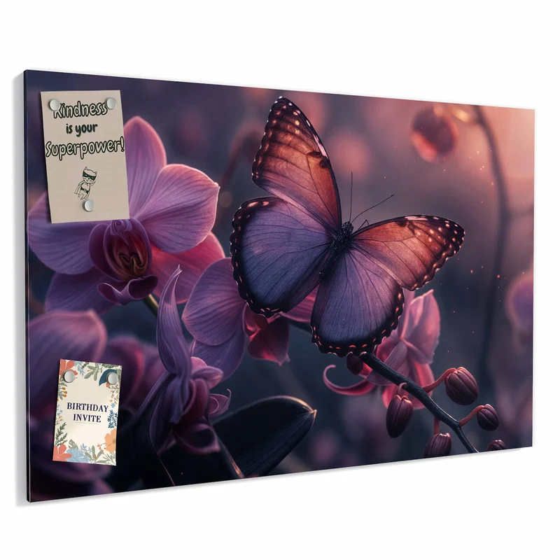 Metall Magnettafel - Lila Schmetterling
