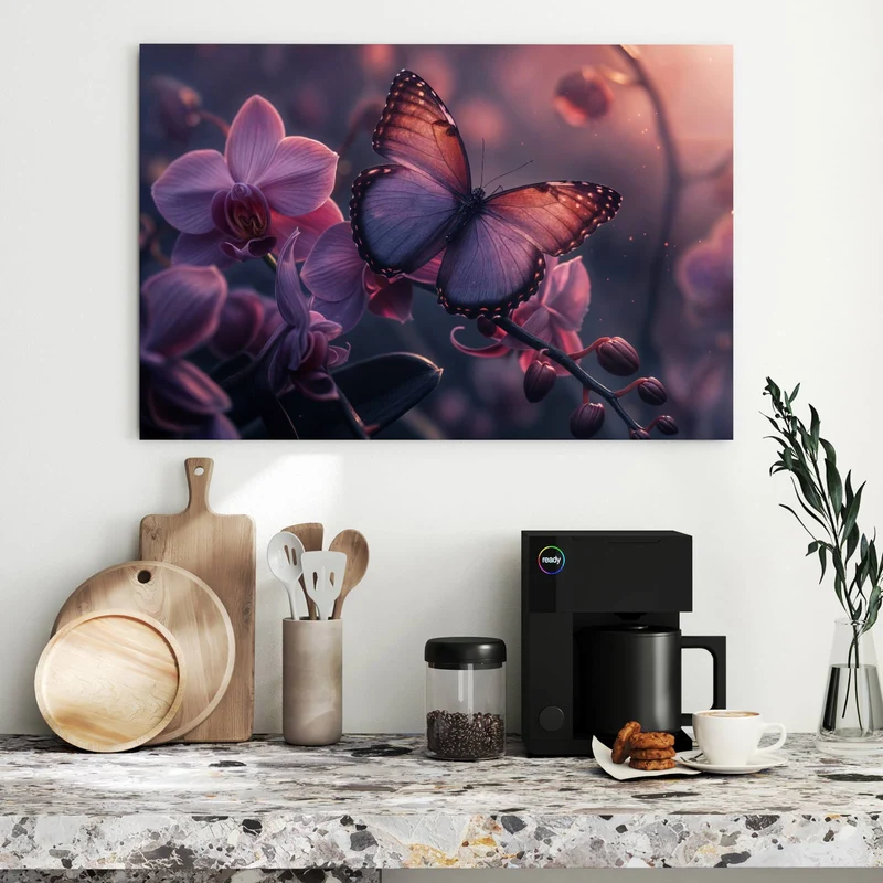 Metall Magnettafel - Lila Schmetterling
